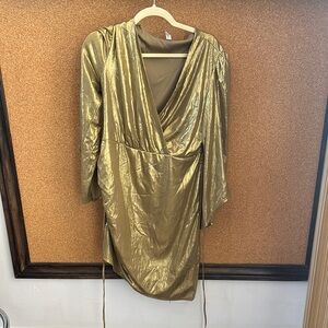 Elegant Gold Wrap Dress